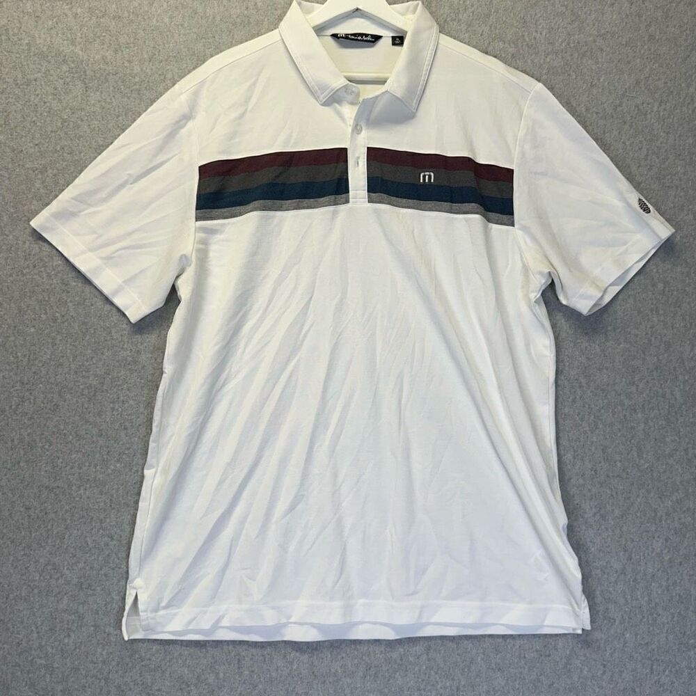 Travis Mathew Men’s XL Performance Stretch Golf Polo Shirt White Short Sleeve